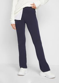 Leggings bonprix "Baumwoll-Leggings, Flared Leg", Damen, Gr. 52/54 (XXL), N-Gr, blau (dunkelblau), Strick, Obermaterial: 95% Baumwolle, 5% Elasthan, unifarben, skinny fit lang, Hosen Leggings, aus Baumwolle, mit elastischem Bund, Skinny Fit, unifarben