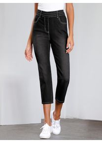 3/4-Jeans Classic Basics, Damen, Gr. 46, Normalgr&ouml;&szlig;en, schwarz (schwarz, denim), 81% Baumwolle, 17% Polyester, 2% Elasthan, unifarben, 3/4-L&auml;nge, Jeans 3/4-Jeans