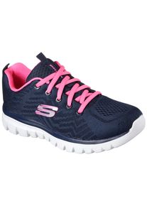 Sneaker Skechers "GRACEFUL - GET CONNECTED", Damen, Gr. 38, blau (navy, pink), Textil, Schuhe Sneaker, Freizeitschuh, Halbschuh, Schn&uuml;rschuh in Schuhweite G (weit)