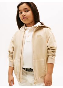 Kapuzensweatjacke Tommy Hilfiger "TONAL FLAG EMB ZIP HOODIE", Jungen, Gr. 8 (128), gold (gentle gold), Sweatware, Obermaterial: 100% Baumwolle, unifarben, regular fit h&uuml;ftlang, Rundhals, B&uuml;ndchen, Sweatjacken Kapuzensweatjacke, f&uuml;r Kinder bis 16 Jahre, mit Kapuze