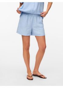V&eacute;ro Moda Shorts VERO MODA "VMMELANEY SHORTS WVN GA NOOS", Damen, Gr. M (38), N-Gr, blau (chambray blau detail:melange), Web, Obermaterial: 100% Polyester, meliert, relaxed fit knielang, Hosen Shorts