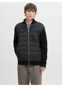 Jack & Jones Strickjacke JACK & JONES "JJEPERFECT KNIT HYBRID CARDIGAN SN", Herren, Gr. XL, schwarz, Strick, Obermaterial: 100% Baumwolle, h&uuml;ftlang, hoch geschlossener Ausschnitt, Rippstrickb&uuml;ndchen, Strickjacken Strickjacke