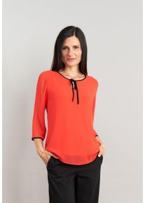 Chiffonbluse Seidel Moden "Exklusiv bei OTTO", Damen, Gr. 52, rot, Web, Obermaterial: 100% Polyester. Obermaterial 2: 95% Viskose, 5% Elasthan, unifarben mit Farbeins&auml;tzen, normal Po-bedeckend, Rundhals, gerader Abschluss, Blusen Chiffonbluse, in eleganter 2 in 1 Optik - MADE IN GERMANY