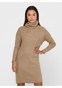 Strickkleid Only "ONLJANA L/S COWLNCK DRESS", Damen, Gr. XL, N-Gr, beige (colorot indian tan), Rippstrick, Obermaterial: 62% Polyacryl, 15% Nylon, 13% Polyester, 7% Wolle, 3% Elasthan, unifarben, ca. Mitte Oberschenkel, Kleider Strickkleid