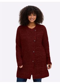 Cardigan sheego, Damen, Gr. 44/46, bordeaux, meliert, 70% Polyacryl, 30% Wolle, meliert, unifarben, Strickjacken Cardigan