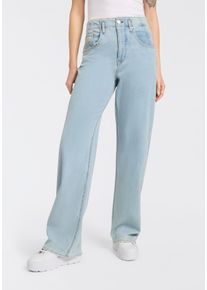 High-waist-Jeans Herrlicher "Baggy Straight Denim Light", Damen, Gr. 26, L&auml;nge 32, paradieso, Denim/Jeans, Obermaterial: 98% Baumwolle, 2% Elasthan, loose fit, Jeans High-waist-Jeans