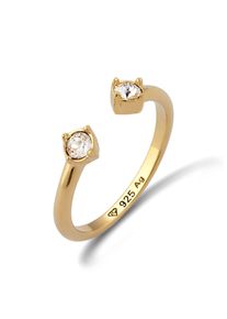 Silberring Elli "Ring Wei&szlig; Offenes Design 925 Sterling Silber vergoldet, mit Kristallen von Swarovski" Gr. 58, gold, Fingerringe, Damen, 58, Silber 925 (Sterlingsilber), Silberring