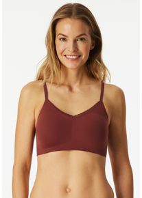 Bustier Schiesser "Invisible Soft Lace", Damen, Gr. 42, N-Gr, burgund, Single Jersey, Obermaterial: 75% Polyamid, 25% Elasthan, BHs Bustier, herausnehmbare Pads, V-Ausschnitt, Spitze vorn, Lasercut-Abschl&uuml;sse