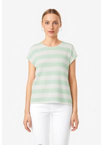 V&eacute;ro Moda Kurzarmshirt VERO MODA "VMWIDE STRIPE SL TOP GA JRS NOOS", Damen, Gr. S, wei&szlig; (birds egg gr&uuml;n stripes:snow wei&szlig;), Jersey, Obermaterial: 96% Viskose, 4% Elasthan, gestreift, regular fit normal, Rundhals, Shirts Kurzarmshirt, Viskosemischung