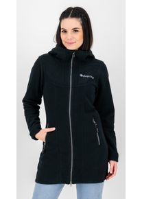 Fleecejacke DEPROC Active "GLORY APRIL", Damen, Gr. 36/38 (M), grau (anthrazit), 100% Polyester, figurbetont, gerader Abschluss, Jacken Fleecejacke, mit 2-Wege-Rei&szlig;verschluss