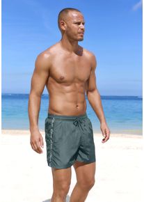 Badeshorts s.Oliver, Herren, Gr. XXL (58/60), N-Gr, blau (petrol), Recycling-Polyester, unifarben, Badehosen Badeshorts, mit Markenschriftz&uuml;gen, Topseller