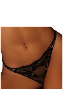 String Lascana, Damen, Gr. 40/42, schwarz, Spitze, Obermaterial: 90% Polyamid, 10% Elasthan, k&ouml;rpernah, Unterhosen String, in sexy B&auml;nder-Optik, Topseller