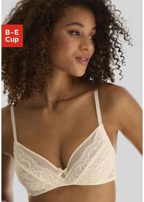 B&uuml;gel-BH s.Oliver "Livie", Damen, Gr. 80, Cup D, beige (creme), Spitze, Obermaterial: 85% Polyamid, 15% Elasthan, BHs B&uuml;gel-BH, aus zarter Jacquardspitze und feinem Mesh, sexy Dessous
