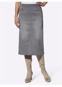 Jeansrock Inspirationen, Damen, Gr. 22, grau (grau, denim), 78% Baumwolle, 20% Polyester, 2% Elasthan, unifarben, wadenlang, R&ouml;cke Jeansrock