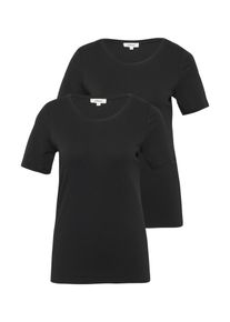 T-Shirt s.Oliver, Damen, Gr. 42, 2x schwarz, Jersey, Obermaterial: 100% Baumwolle, unifarben, slim fit h&uuml;ftbedeckend, Rundhals, Shirts T-Shirt, aus Interlockjersey im 2er-Pack