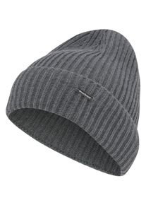 Strickm&uuml;tze Bruno Banani, Herren, grau (grau melange), Grobstrick, Kunstfaser, kontrastfarbene Details, meliert, M&uuml;tzen Strickm&uuml;tze, mit dezentem Marken-Metall-Label