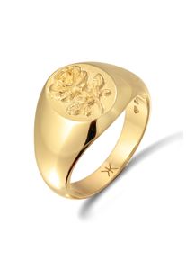 Siegelring Kuzzoi "Ring Siegelring Rose Flower 925 Sterling Silber" Gr. 66, gold, Fingerringe, Herren, 66, Silber 925 (Sterlingsilber), Siegelring