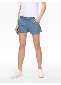 Shorts Only "ONLPEMA &ndash; Shorts mit elastischem Bund f&uuml;r l&auml;ssigen Jeanslook", Damen, Gr. S (36), N-Gr, blau (medium blau), Web, Obermaterial: 100% Lyocell, unifarben, loose fit kurz, Hosen Shorts, Lyocell, relaxed fit