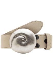 Lederg&uuml;rtel RETTUNGSRING G&Uuml;RTEL, Damen, Gr. 110, beige (natur), Leder, unifarben, G&uuml;rtel Lederg&uuml;rtel, mit austauschbarer Schlie&szlig;e &raquo;Muschel Rund Silber&laquo;