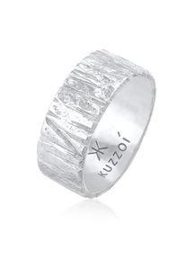 Silberring Kuzzoi "Ring Bandring Breit Struktur Geh&auml;mmert 925 Silber" Gr. 66, silber, Fingerringe, Herren, 66, Silber 925 (Sterlingsilber), Silberring