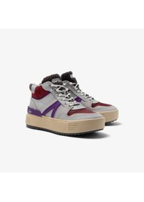 Sneaker Lacoste "L002 WNTR MID 223 1 CFA", Damen, Gr. 39, grau, lila, Leder, Schuhe Sneaker