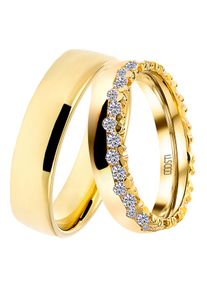 Trauring DOOSTI "Schmuck Geschenk Silber 925 Trauring Ehering Partnerring LIEBE" Gr. 52, gold (gelbgoldfarben), Fingerringe, Damen, 52,mit Zirkonia, Silber 925 (Sterlingsilber), 5mm, Trauring, wahlweise mit oder ohne Zirkonia
