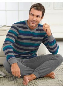 w&auml;schepur Schlafanzug W&Auml;SCHEPUR, Herren, Gr. 44/46, grau (grau, geringelt), 80% Baumwolle, 20% Polyester, Homewear-Sets Schlafanzug