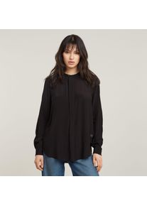 G-Star Raw Langarmbluse G-STAR "Half Placket Top ls wmn", Damen, Gr. S, schwarz (dk schwarz), Web, Obermaterial: 100% Viskose, unifarben, regular fit, Rundhals, mit Knopf, Blusen Langarmbluse, mit verdeckter Knopfleiste