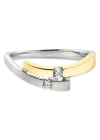 Fingerring Bruno Banani "Schmuck Geschenk Silber 925 Damenring" Gr. 56, gold (silberfarben, gelbgoldfarben, kristallwei&szlig;), Fingerringe, Damen, 56, Silber 925 (Sterlingsilber), 2,5mm, Fingerring, mit Zirkonia (synth.)