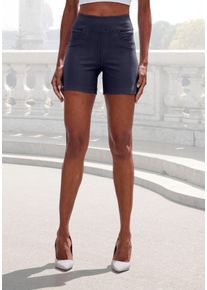 H.I.S. Shorts H.I.S, Damen, Gr. 44/46, N-Gr, blau (marine), Obermaterial: 70% Baumwolle, 25% Polyester, 5% Elasthan, unifarben, Basic, Hosen Shorts, im Schlupfhosen Style