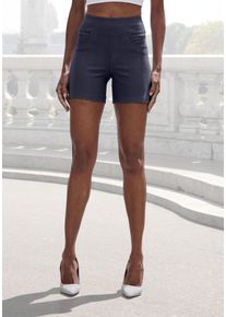 H.I.S. Shorts H.I.S, Damen, Gr. 48/50, N-Gr, blau (marine), Obermaterial: 70% Baumwolle, 25% Polyester, 5% Elasthan, unifarben, Basic, Hosen Shorts, im Schlupfhosen Style
