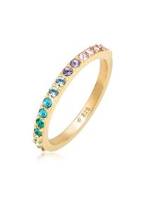 Silberring Elli "Ring Bandring Kristall Multi-Colour Pastell 925 Silber" Gr. 52, gold, Fingerringe, Damen, 52, Silber 925 (Sterlingsilber), Silberring