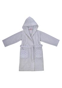 W&ouml;rner Kinderbademantel W&Ouml;RNER "Sterne" Gr. 110, grau (hellgrau), L:70cm, Baumwoll-Webfrottier, Hausm&auml;ntel, Kinderbademantel, mit Stickerei, mit Taschen, maschinenwaschbar, trocknergeeignet