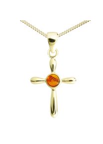 Kette und Anh&auml;nger Set OSTSEE-SCHMUCK "- Kreuz 22 x 16 - Gold 333/000 - Bernstein" Gr. 42, gold (gold 333, goldfarben, gelb), Schmuck_Sets, Damen, 42, Gelbgold 333, Kette und Anh&auml;nger Set