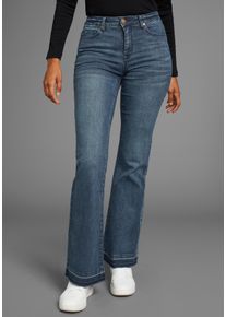 Weite Jeans Kangaroos, Damen, Gr. 46, N-Gr, blau (dunkelblau us), Denim/Jeans, Obermaterial: 76% Baumwolle, 16% Polyester, 7% Viskose, 1% Elasthan, bootcut fit lang, Jeans Weite Jeans, Flare Weite Jeans High Waist, Topseller