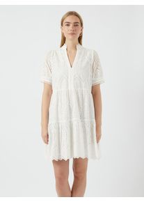 Blusenkleid Y.A.S "YASHOLI SS DRESS S. NOOS", Damen, Gr. XL, N-Gr, wei&szlig; (star wei&szlig;), Web, Obermaterial: 100% Baumwolle, unifarben, V-Ausschnitt, Kleider Blusenkleid, Sommerkleid