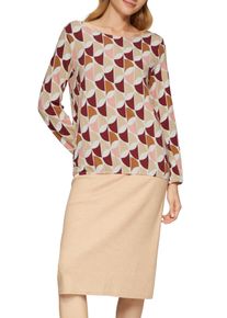 Langarmshirt s.Oliver, Damen, Gr. 46, beige (schwarz blush aop), Jersey, Obermaterial: 95% Baumwolle, 5% Elasthan, gemustert, regular fit taillenbedeckt, Rundhals, elastischer Bund, Shirts Langarmshirt, mit elastischem Bund