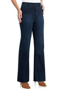 Schlagjeans WONDERJEANS, Damen, Gr. 40, L&auml;nge 32, blau (blau used), Denim/Jeans, Obermaterial: 48% Polyester, 30% Baumwolle, 12% Viskose, 6% Lyocell (TENCEL&trade;), 4% Elasthan, unifarben, bootcut fit lang, Jeans Schlagjeans, Flared, mit Stretch