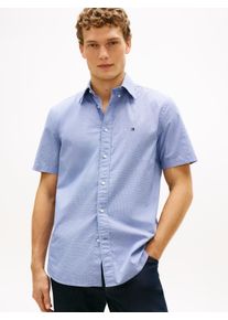 Kurzarmhemd Tommy Hilfiger "FLEX POPLIN HOUNDSTOOTH", Damen, Gr. M, N-Gr, wedge blau, check, Web, Obermaterial: 100% Baumwolle, unifarben, regular fit normal, Rundhals, eingesetzt abgesteppte Kante, Hemden Kurzarmhemd, Regular fit mit normalem Hemdkragen, Topseller