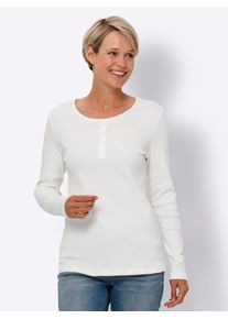 Langarmshirt Classic Basics "Langarm-Shirt", Damen, Gr. 52, beige (ecru), 95% Baumwolle, 5% Elasthan, unifarben, Shirts Langarmshirt