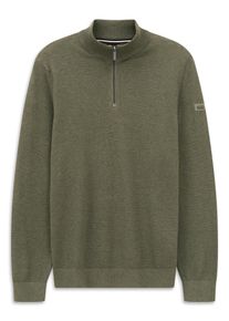 Troyer Bugatti "Basic Essential", Herren, Gr. XXL, 180, oliv, 100% Baumwolle, unifarben, regular fit, ohne Ausschnitt, Rippb&uuml;ndchen, Pullover Troyer, aus reiner Baumwolle