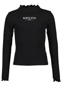 Langarmshirt Blue Seven "Blue Seven Langarmshirt mit Stehkragen", M&auml;dchen, Gr. 152, schwarz (9990, schwarz), 95% Baumwolle, 5% Elasthan, normal, V-Ausschnitt, Shirts Langarmshirt