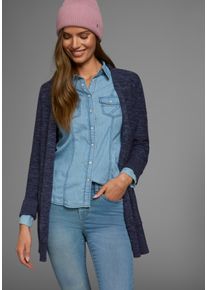 Strickjacke Kangaroos, Damen, Gr. 32/34, wei&szlig; (navy, wei&szlig;, meliert), Strick, Obermaterial: 50% Baumwolle, 50% Polyacryl, meliert, figurumspielend h&uuml;ftbedeckend, eingesetzt Rippb&uuml;ndchen, Strickjacken Strickjacke, in melierter Optik