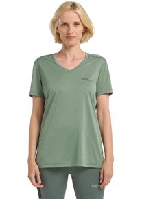 T-Shirt Jack Wolfskin "0", Damen, Gr. L, gr&uuml;n (eucalyptus), Obermaterial: 100% Polyester, normal, V-Ausschnitt, Shirts T-Shirt