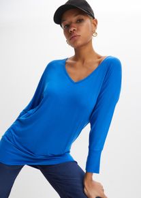 Oversize-Shirt bonprix "Oversized-Shirt aus flie&szlig;ender Viskose", Damen, Gr. 32/34 (XS), blau (arktikblau), Obermaterial: 95% Viskose, 5% Elasthan, bequem, Shirts Oversize-Shirt, weite Passform, 3/4-&Auml;rmel, weiter Ausschnitt, aus Viskose