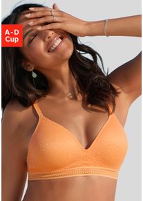 Bralette-BH Lascana "Freya", Damen, Gr. 75, Cup A, orange, Spitze, Obermaterial: 36% Polyamid, 29% Polyester, 27% Baumwolle, 8% Elasthan, BHs Bralette-BH, ohne B&uuml;gel mit eingearbeitetem Push-up Kissen, Dessous, Topseller