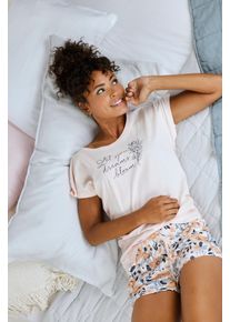 Pyjamashorts Vivance Dreams, Damen, Gr. 44/46, N-Gr, rosa (rosa, blau, gebl&uuml;mt), Single Jersey, Obermaterial: 50% Baumwolle, 50% Viskose, gebl&uuml;mt, Basic, bequem kurz, Hosen Pyjamashorts, mit Allover-Druck