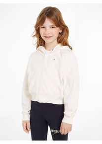 Sweatjacke Tommy Hilfiger "VARSITY EMBROIDERED ZIP UP", M&auml;dchen, Gr. 7 (122), wei&szlig; (ancient wei&szlig;), Sweatware, Obermaterial: 100% Baumwolle, unifarben, B&uuml;ndchen, Sweatjacken Sweatjacke, Kinder bis 16 Jahre mit Logostickerei