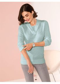 2-in-1-Pullover Classic Basics "Pullover", Damen, Gr. 40, gr&uuml;n (kalkmint, meliert), 100% Polyacryl, meliert, Pullover 2-in-1-Pullover