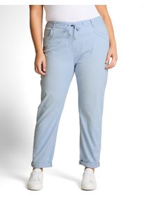 Jogger Pants Tom Tailor PLUS, Damen, Gr. 46, L&auml;nge 28, kentucky blau, Web, Obermaterial: 92% Baumwolle, 5% Polyester, 3% Elasthan. Futter: 100% Baumwolle, 7/8-L&auml;nge, Hosen Jogger Pants, im 5-Pocket-Stil mit Stretch und Bindeband